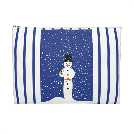 Snowman in Falling Snow Accessory Pouch