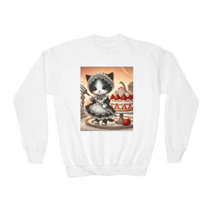 Patisserie Kitten Youth Crewneck Sweatshirt – Sweet Charm, Cozy Comfort & Storybook Delight