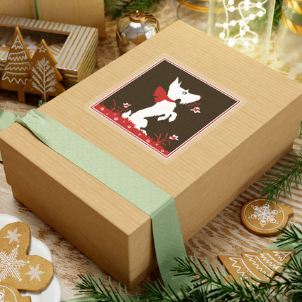 The Enchanting White Terrier with a Red Bow Kiss-Cut Stickers (4 Sizes)