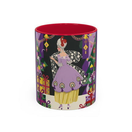 🎁✨ The Lavender Christmas Masquerade Colorful Mug – Art Deco Holiday Fantasy