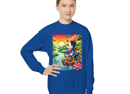 Sailor Kitten’s River Adventure Youth Crewneck Sweatshirt
