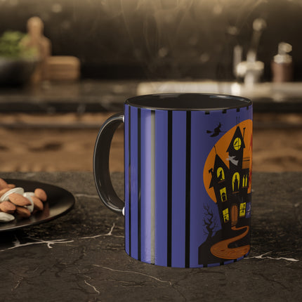 Halloween Night at the Haunted House Colorful Mugs, 11oz