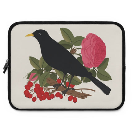 🐦🌹 Blackbird & Rose Laptop Sleeve – Timeless Beauty & Elegant Charm