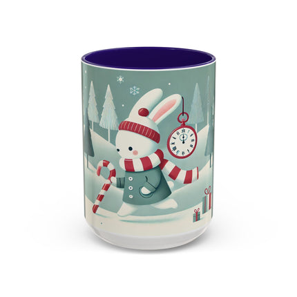 Candy Cane Timekeeper Bunny Colorful Mugs (11oz, 15oz)