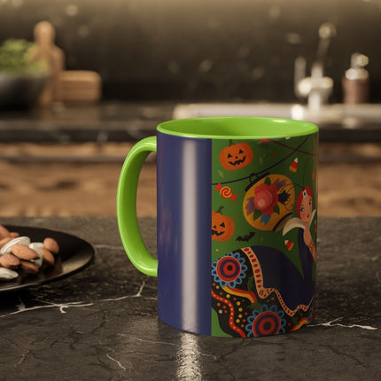 🏮🎃 The Lady Of Halloween Lanterns Colorful Mug – Colorful Art Deco Halloween Charm