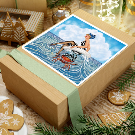 🦀🌊 The Seaside Crab Ride Kiss-Cut Stickers – Art Deco Beach Whimsy