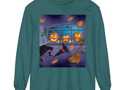 Whimsical Halloween Mischief Unisex Garment-dyed Long Sleeve T-Shirt