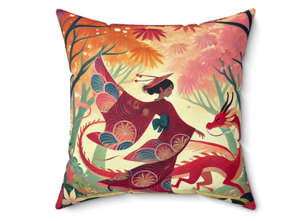 The Dragon Fairy’s Dance Spun Polyester Square Pillow