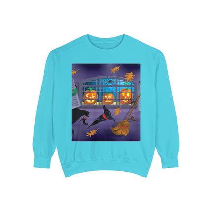 Whimsical Halloween Mischief Unisex Garment-Dyed Sweatshirt
