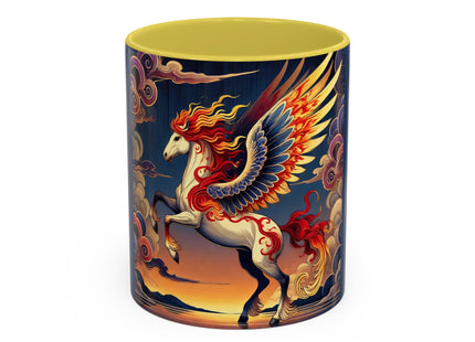 Flame-Winged Horse at Sunset Colorful Mugs (11oz, 15oz)