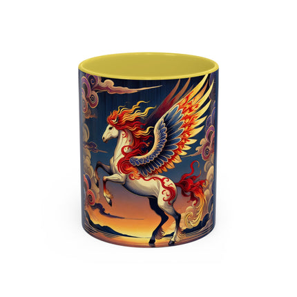 Flame-Winged Horse at Sunset Colorful Mugs (11oz, 15oz)