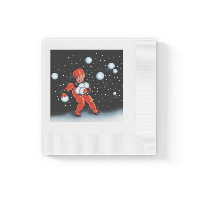 Festive Snowball White Coined Napkins