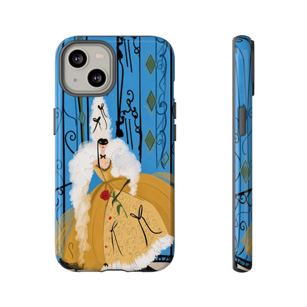 🎭🌹 The Lady At The Masquerade Gates Phone Case – Art Deco Fashion Illustration
