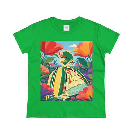 🌺🎀 The Girl In The Striped Garden Cotton Tee – Art Deco Floral Fashion