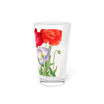 Poppies by Tanigami Kônan Pint Glass – Bold Blooms & Japanese Woodblock Elegance
