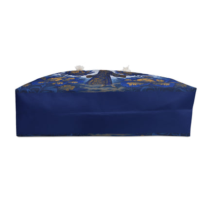 💙💛 The Sapphire Golden Blossom Promenade Weekender Bag – Art Deco Floral Elegance