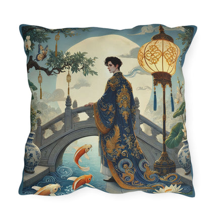 Moonlit Bridge Gentleman Outdoor Pillows – Imperial Serenity & Moonlit Harmony