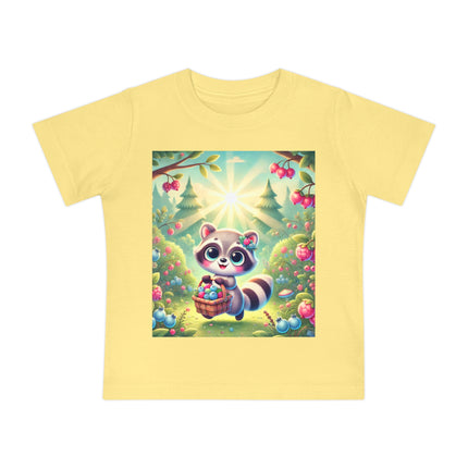 Raccoon’s Berry Basket Baby T-Shirt – Sweet Woodland Charm & Sunny Adventures