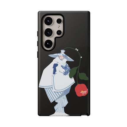 Blue & White Porcelain Geisha Phone Case – Elegant Mystery & Floral Grace