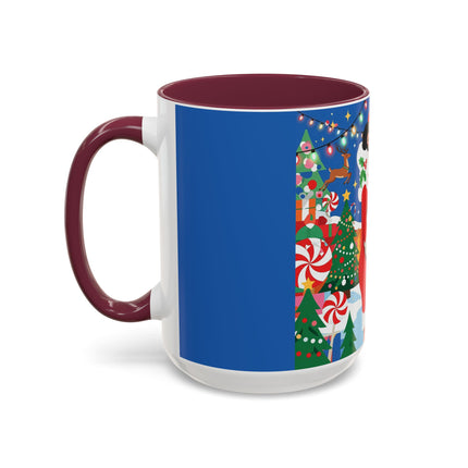 🦌🍬 The Lady Of The Peppermint Christmas Garden Colorful Mug – Colorful Art Deco Holiday Fantasy