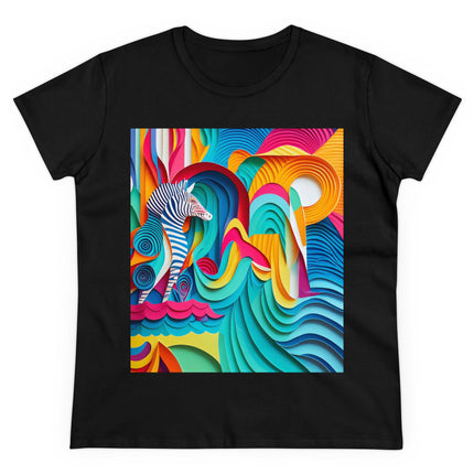 Surfing Zebra Women's Midweight Cotton Tee
