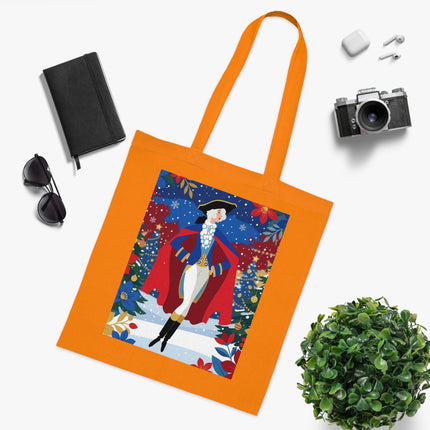 🎄🎭 The Christmas Masquerade Lady Cotton Tote Bag – Art Deco Holiday Glamour