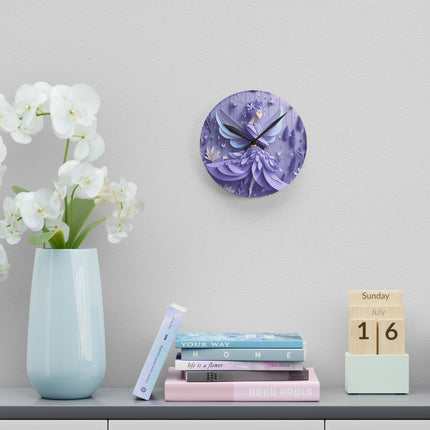 Lavender Fairy Acrylic Wall Clock, Round and Square