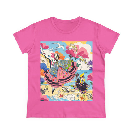 🐚🐟 The Seaside Fantasy Cotton Tee – Art Deco Ocean Whimsy