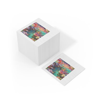 Golden Wisteria Symphony White Coined Napkins