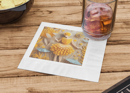 Dandelion Fairy White Coined Napkins