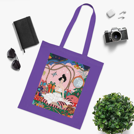 🎄🌹 Christmas Morning In The Rose Parlor Cotton Tote Bag – Art Deco Holiday Romance