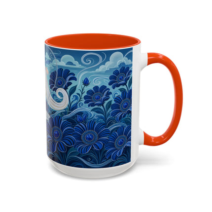 💙🌸 The Sapphire Wind Dancer Colorful Mug – Art Deco Floral Fantasy