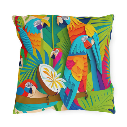 Colorful Macaws Outdoor Pillows
