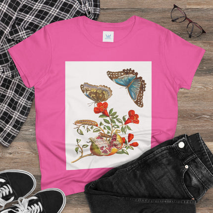 Blue Butterflies and Pomegranate Cotton Tee