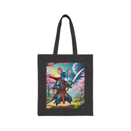 Cyber Samurai Rat Cotton Canvas Tote Bag