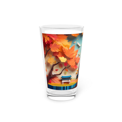 Owl at an Autumn Park Gathering Glass, 16oz