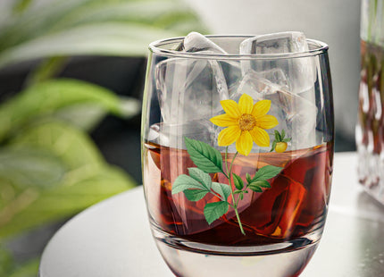 Dahlia Botanical Illustration by Pierre-Joseph Redouté Whiskey Glass