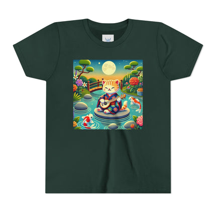 Melodic Kitten by the Koi Pond Youth Short Sleeve Tee