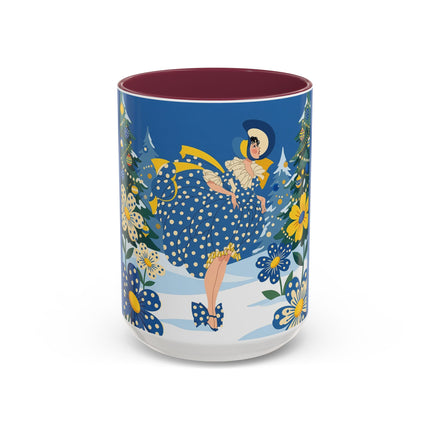💙🌼 The Bluebell Christmas Promenade Colorful Mug – Art Deco Holiday Fantasy