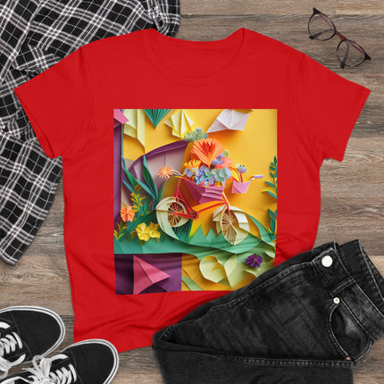 Origami Bicycle Women's Midweight Cotton Tee