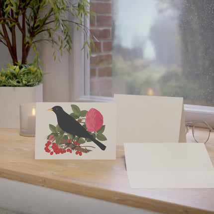Blackbird & Rose Greeting Card – Timeless Beauty & Elegant Charm