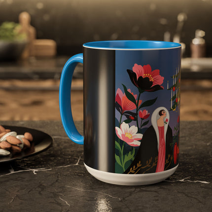 🌹🎄 The Lady Of The Candlelit Rose Tree Colorful Mug – Art Deco Christmas Garden