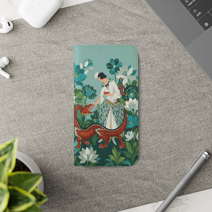 🐉🌿 The Dragon Keeper Flip Case – Art Deco Floral Fantasy