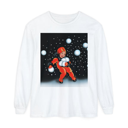 Festive Snowball Unisex Garment-dyed Long Sleeve T-Shirt
