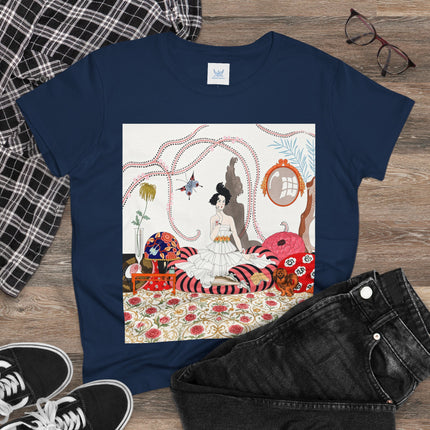 🌹🐕 The Rose Salon Companion Cotton Tee – Art Deco Fashion & Dog Elegance