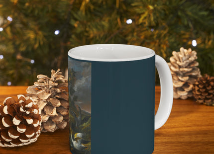 Still Life With Birds Beside An Ornate Fountain by Nicola Casissa Ceramic Mug 11oz