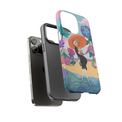 🌊☂️ The Lady Of The Flowered Seashore Phone Case – Art Deco Seaside Fashion