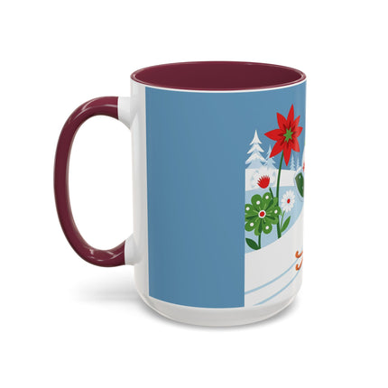🎿❄️ The Winter Garden Skier Colorful Mug – Whimsical Holiday Fantasy