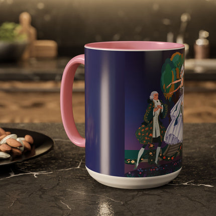 Moonlit Garden Waltz Colorful Mug (11oz, 15oz) – Rococo Romance, Garden Elegance & Enchanted Dance