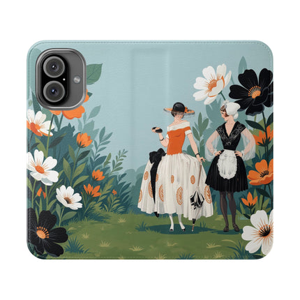 🌼🖤 The Ladies Of The Garden Promenade Flip Case – Art Deco Floral Fashion